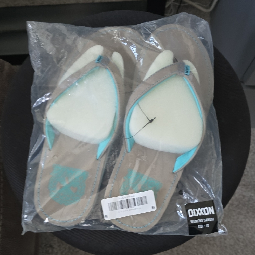 DIXXON Beige and Aqua Women's Flip Flop Sandals